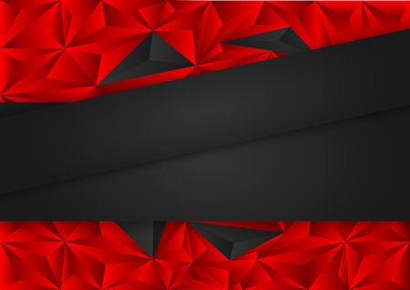 Black and Red polygon abstract background, Vector illustrationのイラスト素材