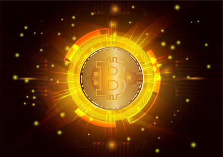Abstract Vector background of Bitcoin digital currency for technology, business and online marketingのイラスト素材