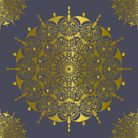 Mandala vintage decorations elements gold color vector illustrationのイラスト素材