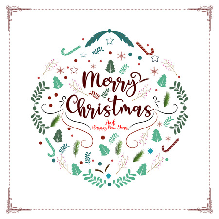 Merry christmas and happy new year decorative vintage vector background for holiday greeting card design templateのイラスト素材