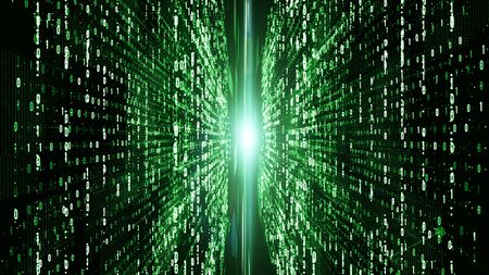 Abstract digital matrix particles flow, Digital data connection, Technology concept.の写真素材