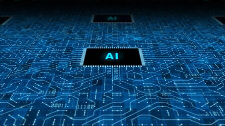 The future concept of AI artificial intelligence technology CPU central processor unit and circuit board for electronic and technologyの写真素材