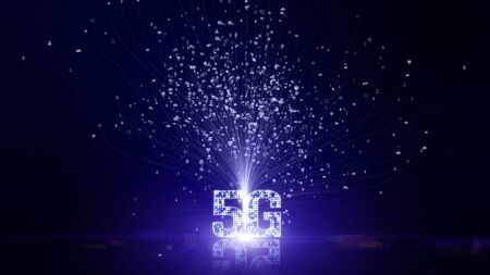 5G connectivity digital data futuristic information of things IOT big data cloud computing using artificial intelligence AI, Technology background conceptsの写真素材
