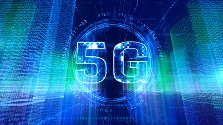 5G in Digital City, Technology Digital Data Connection Concept.