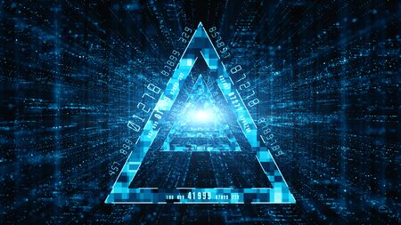 Abstract digital matrix particles flow, Digital data connection, Technology concept background.