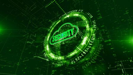 Technology Network and Data Connection, Secure Data Network Digital Cloud Computing, Cyber Security Conceptの写真素材