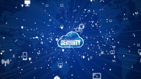 Technology Network and Data Connection, Secure Data Network Digital Cloud Computing, Cyber Security Conceptの写真素材