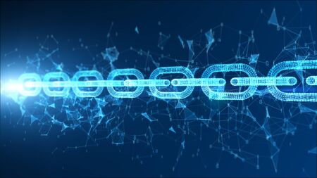 Digital particle blockchain network connection conceptの写真素材