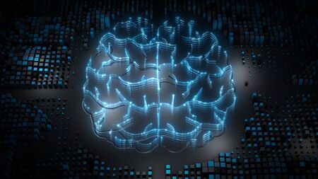 Artificial intelligence (AI) brain, big data flow analysis, deep learning modern technologies...