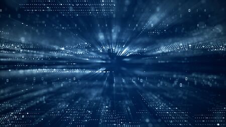 Digital cyberspace with particles and Digital data network connections concept.