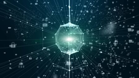 Technology network digital data connection and Digital Data Network Protection. Future Technology Network Concept.の写真素材