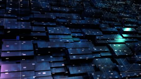 Digital cyberspace geometric background with particles and Digital data network connections.