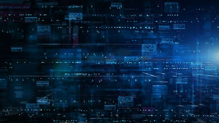 Digital Cyberspace with Particles and Digital Data Network Connections. High Speed Connection and...