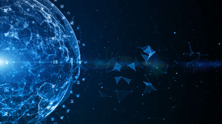 Technology Network Data Connection, Digital Data Network and Cyber Security, Futuristic Business...