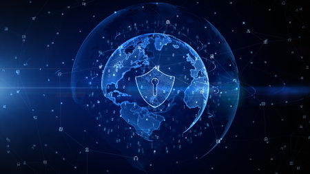 Shield Icon of Cyber Security Digital Data, Digital Data Network Protection, Global Network 5g...