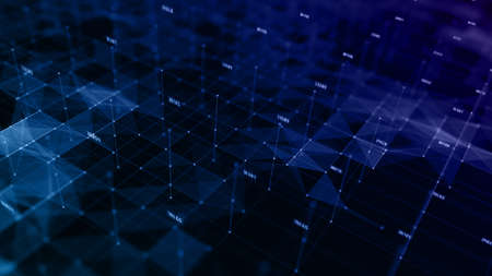 Digital cyberspace futuristic background, Digital Data Network with lines and dots connection,...