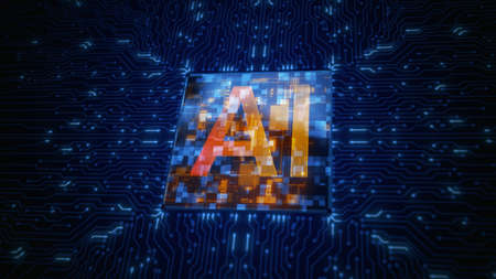 Circuit Board CPU Processor Microchip Starting Artificial Intelligence AI. Future Technology Concept...