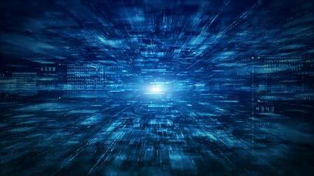 Digital cyberspace futuristic, Digital data matrix flowing and lighting, High speed connection data...
