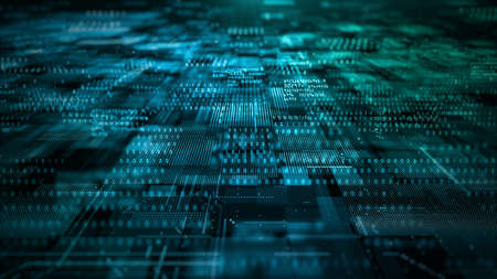 Digital Cyberspace with Particles and Digital Data Network Connections. Big data Connection and Data...