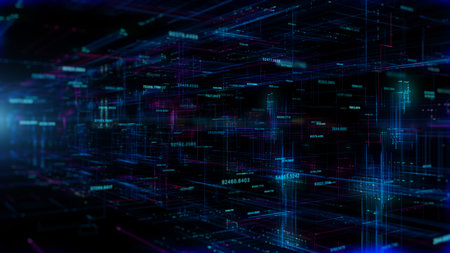 Digital cyberspace and digital data network connections concept. Transfer digital data hi-speed...