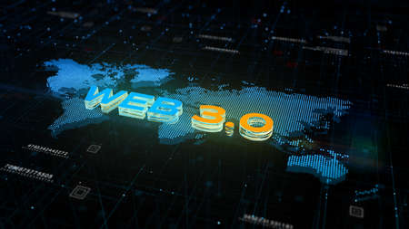 WEB 3.0 background concept, Technology digital of decentralized social network connection, 3d...