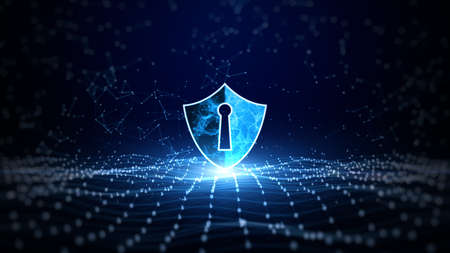 Shield Icon Cyber Security, Digital Data Network Protection, Future Technology Digital Data Network...