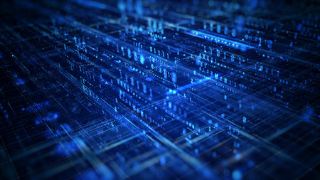 Data Analysis and Access to Digital Data, Technology Digital Data On Blue Background, Digital...