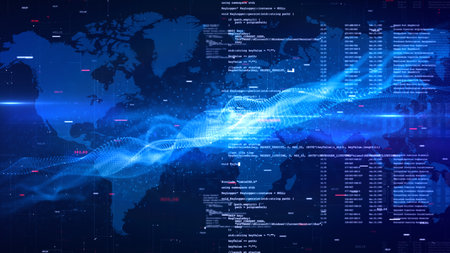 Typing code cyber security hacking, Internet network digital technology, Futuristic computer...