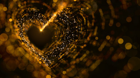 Valentine's day abstract background, Gold particles for Valentine's day, Wedding anniversary, 3d renderingの写真素材