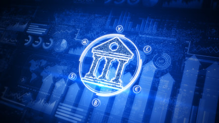 Finance and banking data analysis, Technology Data analysis for business and finance graphic interface showing, online marketing research, and information report for business strategy, 3d Renderingの写真素材