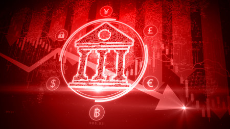 Analysis of data banks financial, Finance and banking crisis emergence of world banking financial recession, Technology Data analysis for business and finance graphic interface showing, 3d Renderingの写真素材