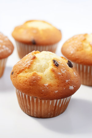A group of muffins on a white backgroundの素材