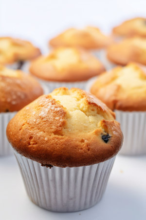 A group of muffins on a white backgroundの素材