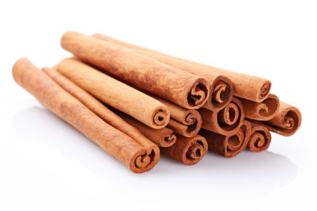 Fragrant cinnamon stick isolated on white backgroundの素材
