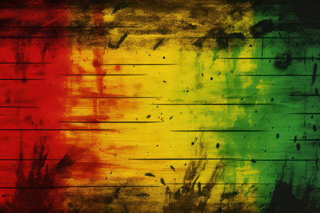a rasta flag painted on a wooden backgroundの素材