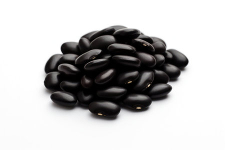 group of black beans on a white backgroundの素材