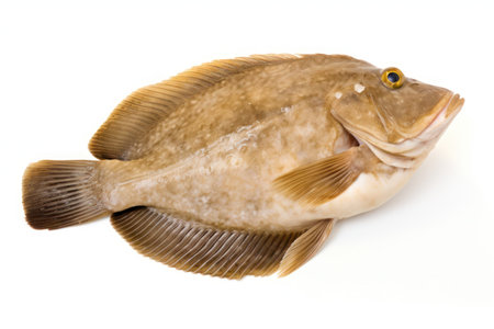 European flounder fish on a white backgroundの素材
