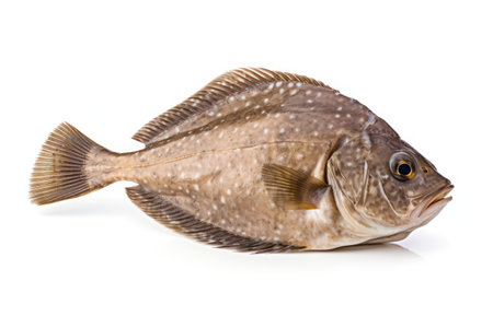 European flounder fish on a white backgroundの素材
