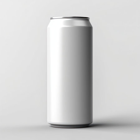 A blank white aluminam can of soda on a white backgroundの素材