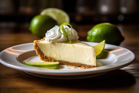 A slice of key lime pie on a plateの素材