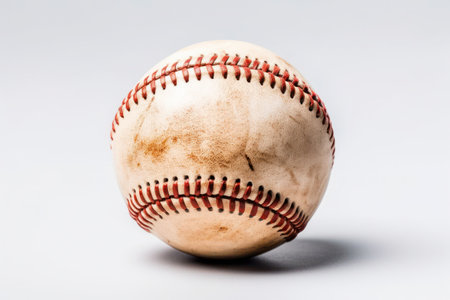 old dirty baseball ball on a white backgroundの素材