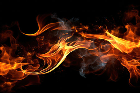close up of a fire on a black backgroundの素材