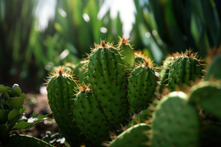 a close up of a green cactus plantの素材