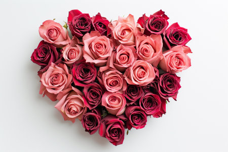 Heart of pink roses on white backgroundの素材