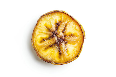 Dried Banana Slice isolated on transparent or white background, pngの素材