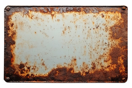 Old rusty metal sign with blank space isolatedの素材