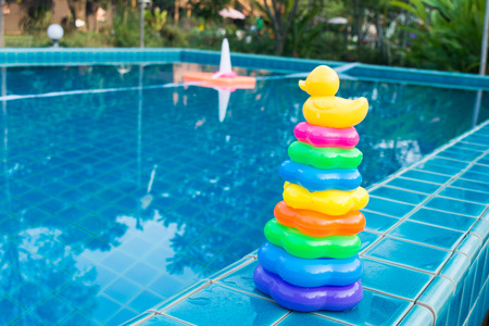 Toy duck on pool