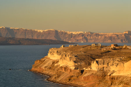 landscape of santorini island in greece at summerの写真素材
