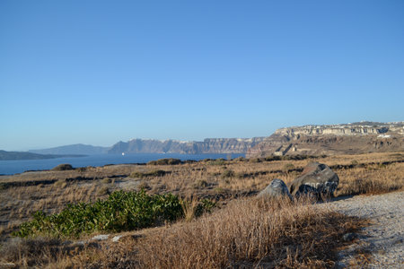 Greece, Santorini island, Cyclades, panoramic viewの写真素材