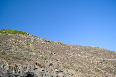 Rocky Mountain Landscape in Santorini Islandの写真素材